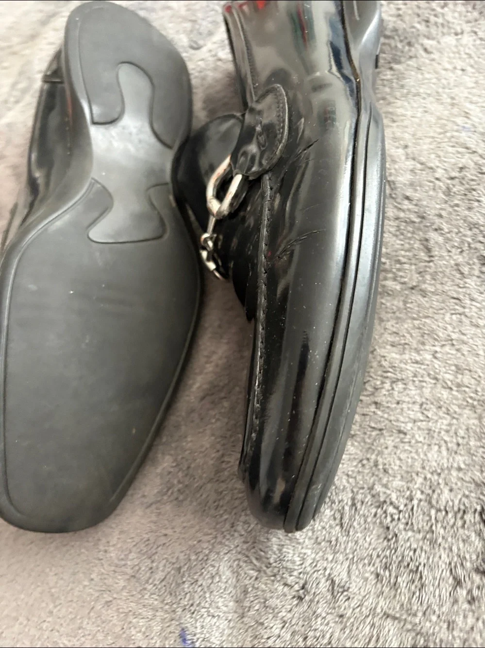 Men's Black Leather Slip-On Loafers with Metal Bit
